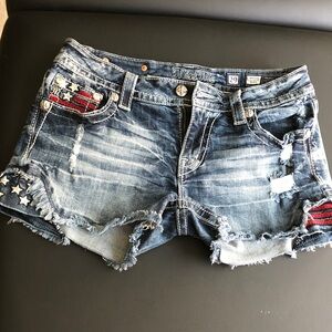 Miss Me American Flag Jean Shorts - Blue and Red Size 29